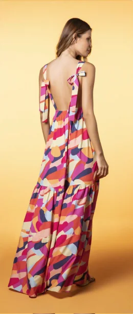 Vestido Longo Com Boto Frente