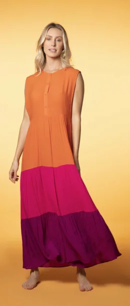 Vestido 3 cores sem manga