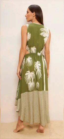 VESTIDO LONGO ASSIMETRICO C/FENDA ILHA PRASLIN