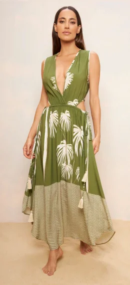 VESTIDO LONGO ASSIMETRICO C/FENDA ILHA PRASLIN