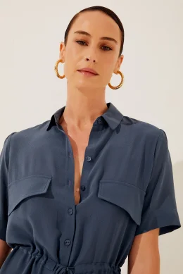 CHEMISE MANGA CURTA REVOADA E4125A1290 AZUL/BLUE