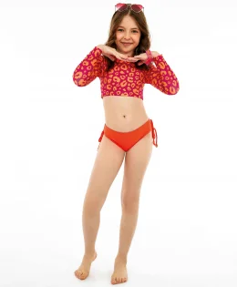 BIQUINI INFANTIL ITALIA CROPPED ONCINHA ONCINHA LARANJINHA