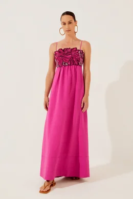 VESTIDO MIDI FOLHAS BORDADO E4098A1274