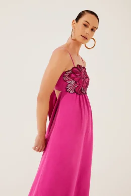 VESTIDO MIDI FOLHAS BORDADO E4098A1274