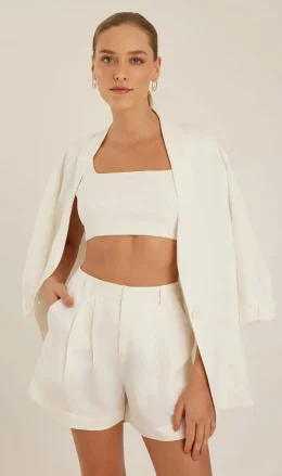 SHORT PREGAS ALFAIATARIA OFF WHITE