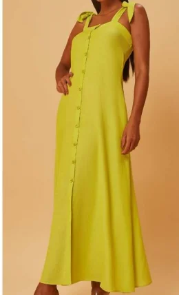 VESTIDO LONGO COM ABOTOAMENTO FRONTAL VERDE