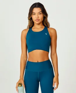 TOP DECOTE ALTO COM FUSAO VERDE PROFUNDO SEM COSTURA