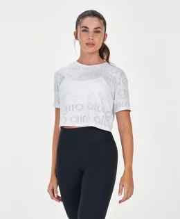 T-SHIRT CROPPED MESH ALTO GIRO CORES