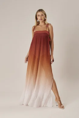 VESTIDO LONGO DEGRAD PLISSADO