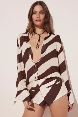 SHORT ALFAIATARIA LISTRADO RUSTICO