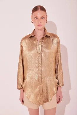 CAMISA MANGA LONGA SHINE DOURADO