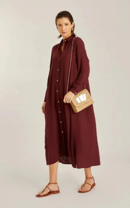 CHEMISIER MAXI FENDA MERLOT