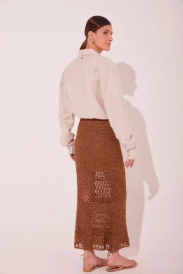 SAIA MIDI CROCHES MARROM