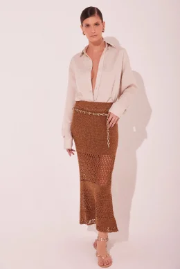 SAIA MIDI CROCHES MARROM