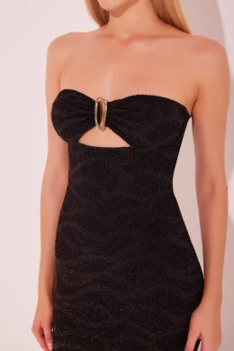 VESTIDO MIDI TEXTURA PRETO