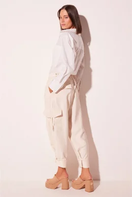 CALCA RETA SAL BEGE CARGO ALFAITARIA