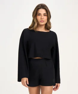 BLUSA CROPPED DECOTE CANOA CORES