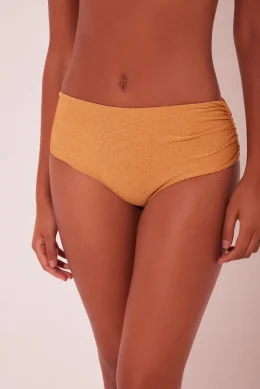 BIQUINI CALCINHA LATERAL LARGA DAMASCO LARANJA