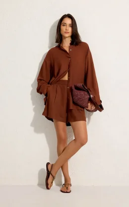 SHORT ALFAIATARIA MARROM CAPUCCINO