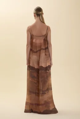 VESTIDO LONGO ALA FINA ILHA SICLIA MARROM